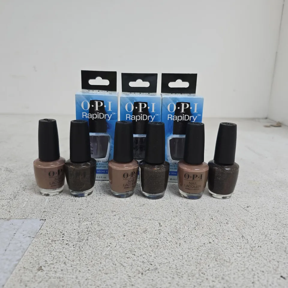 SET OF 9 OPI NAIL CARE ITEMS TO INCLUDE 30 SECOND QUICK DRY TOP COAT RAPIDRY 15ML