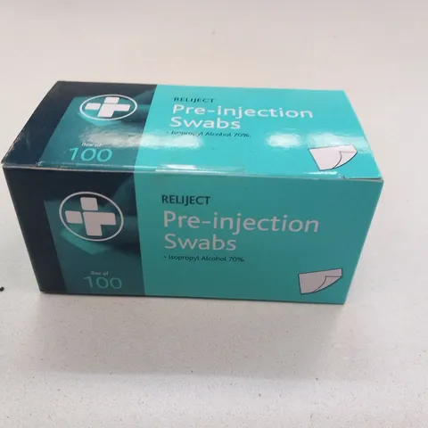 APPROXIMATELY 192 BOXES RELIJECT PRE-INJECTION SWABS APPROXIMATELY 100 PER BOX