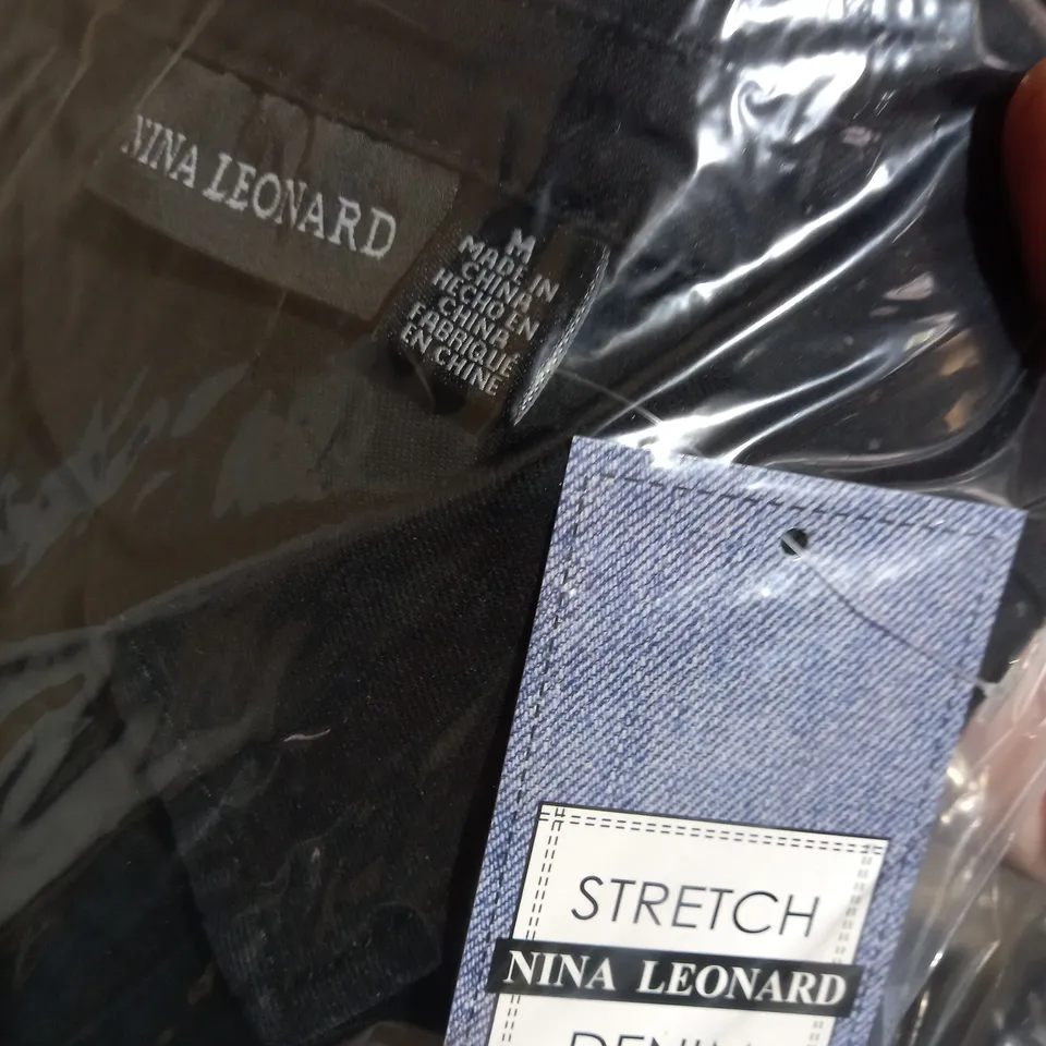 3 X BRAND NEW ELBOW SLEEVE BUTTON UP STRETCH DENIM DRESS BY NINA LEONARD BLACK MEDIUM