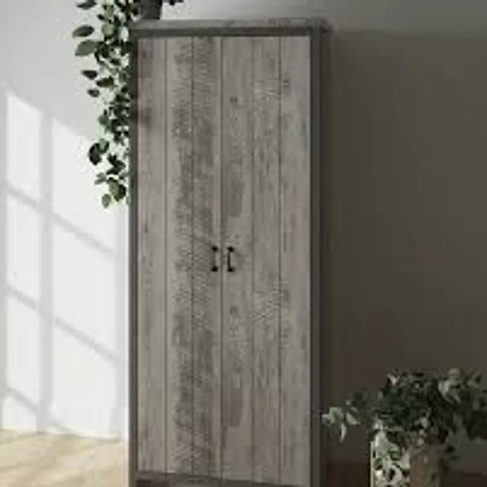 BOXED GFW BOSTON 2 DOOR GREY WARDROBE (2 BOXES)