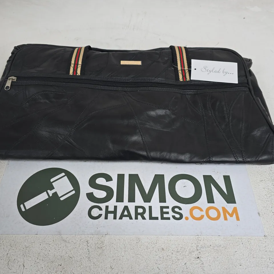 STYLED BY... BLACK HANDBAG WITH STRIPED WEBBING STRAP