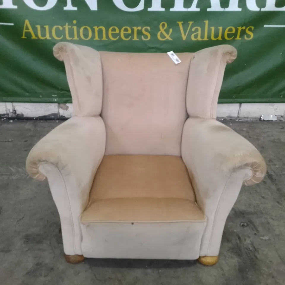 QUALITY DESIGNER ARMCHAIR - BEIGE FABRIC 