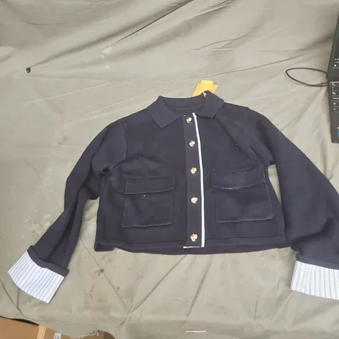 SANDRO NAVY CARDIGAN JACKET WITH GOLD-TONE BUTTONS β WOMEN'S SANDRO SIZE 1