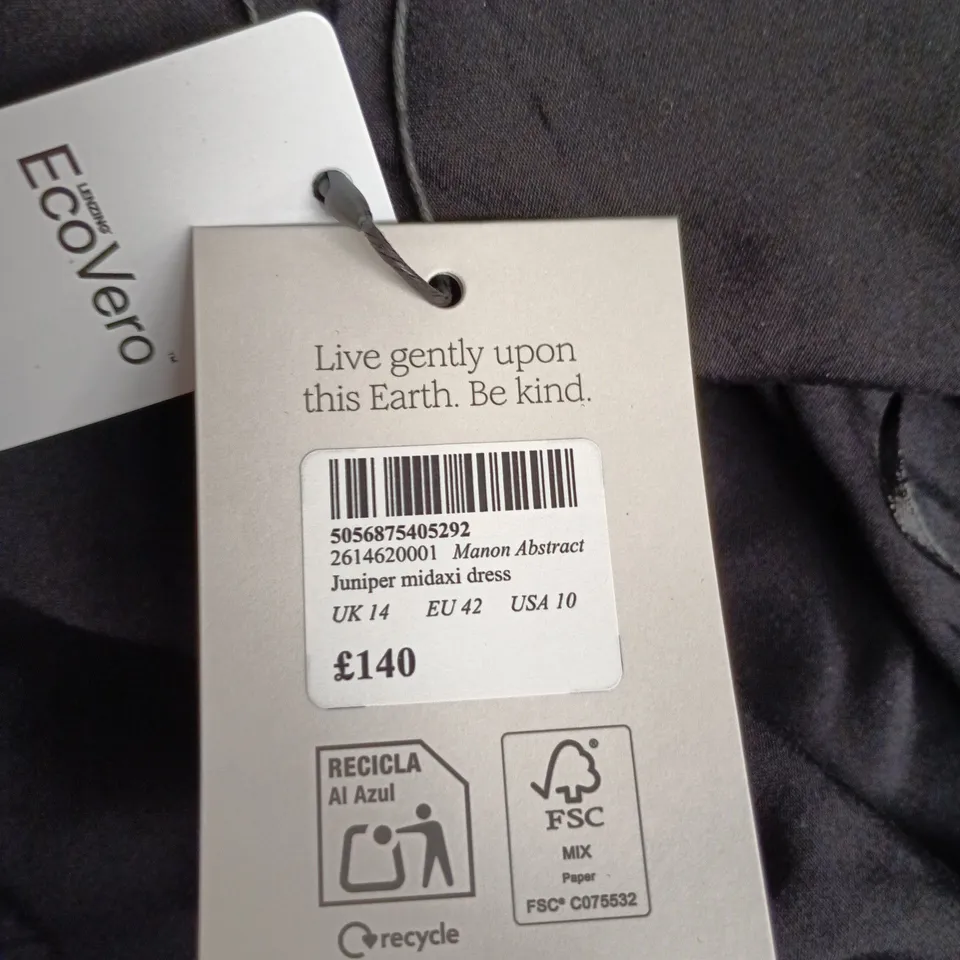 NOBODY'S CHILD JUNIPER ABSTRACT MIDAXI DRESS – UK 14