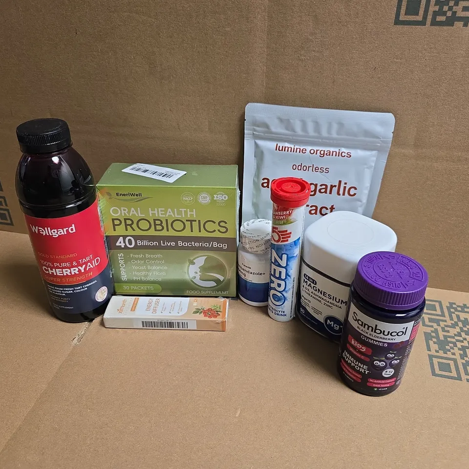 APPROXIMATELY 15 ASSORTED VITAMIN/HEALTH AID PRODUCTS TO INCLUDE WELLGARD CHERRYAID, ORAL HEALTH PROBIOTICS, HIGH 5 ELECTROLYTES, ETC - COLLECTION ONLY