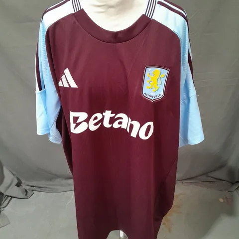ADIDAS ASTON VILLA FC FOOTBALL JERSEY IN MAROON/GLOW BLUE SIZE 3XL