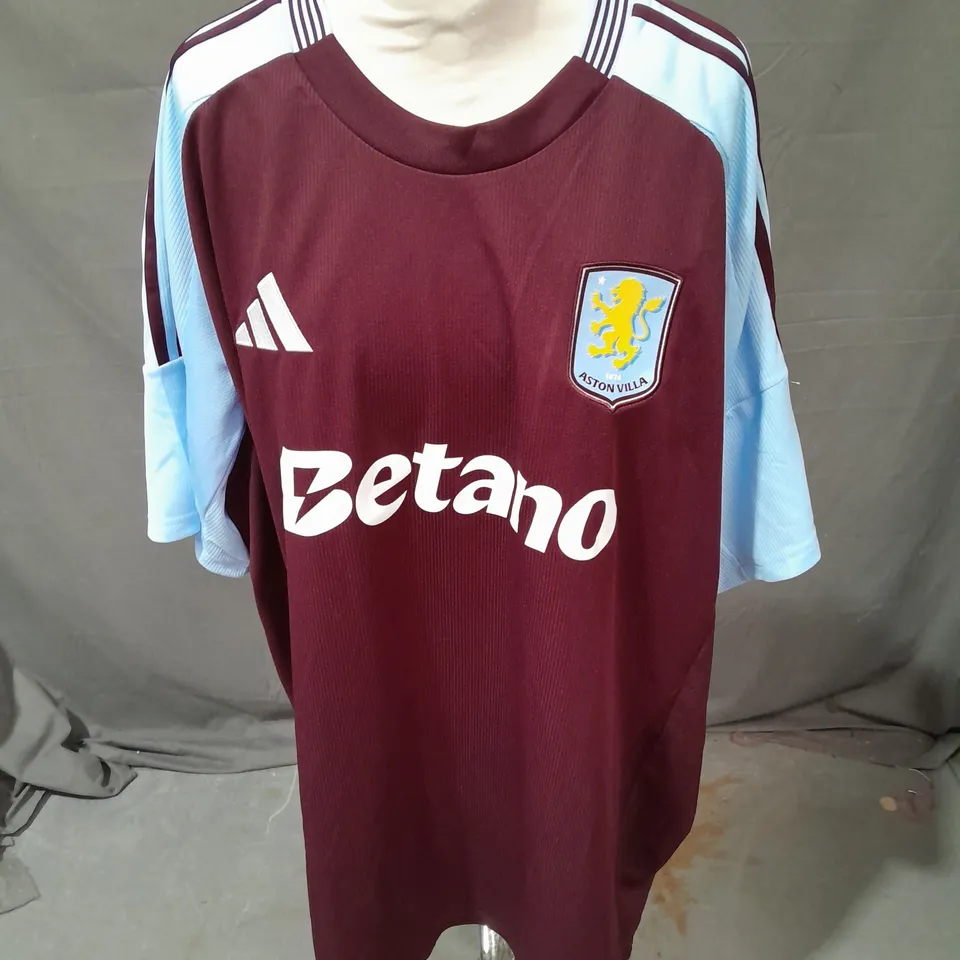 ADIDAS ASTON VILLA FC FOOTBALL JERSEY IN MAROON/GLOW BLUE SIZE 3XL