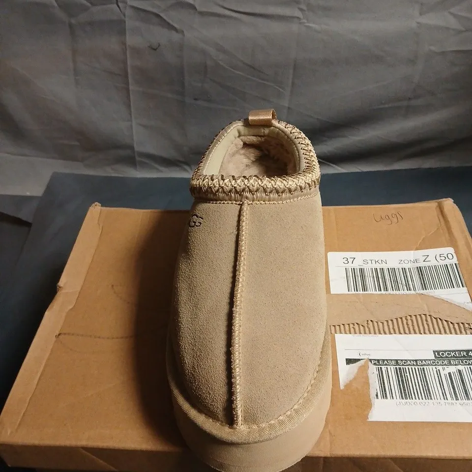 UGG SHEEPSKIN SLIPPERS – SAND TAN, UK 6