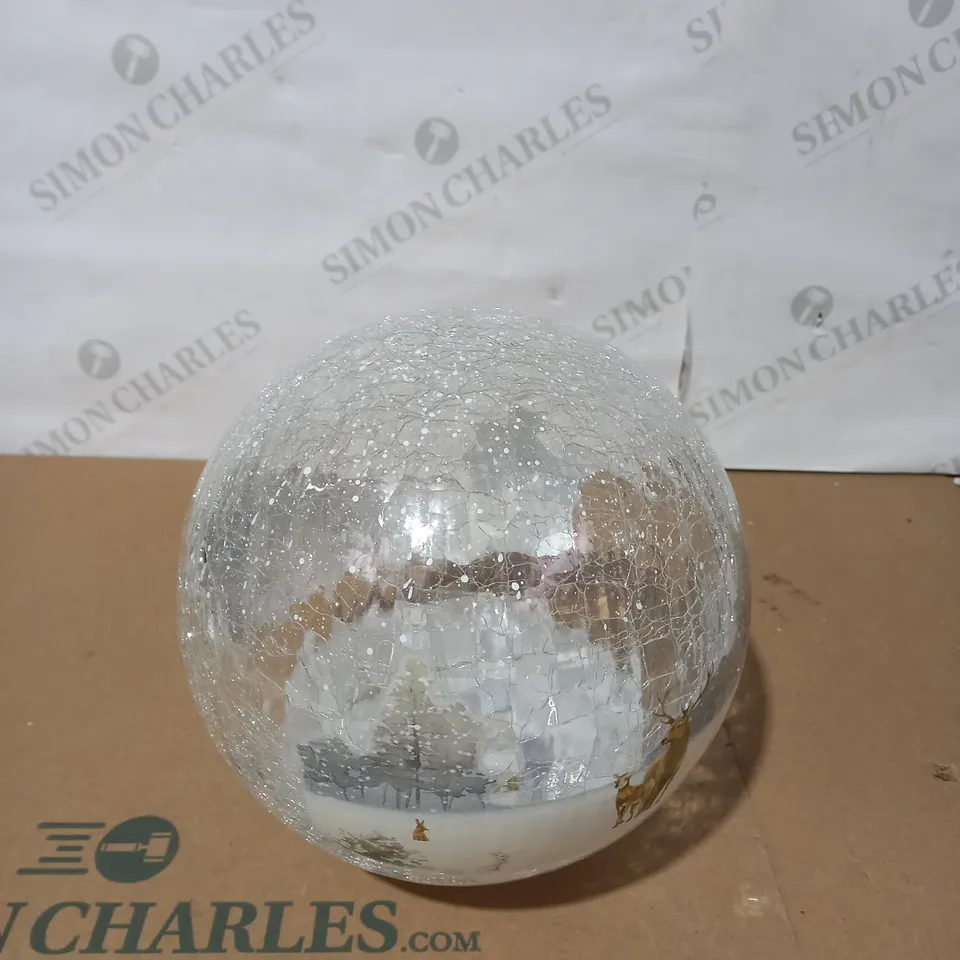 FESTIVE PRE-LIT SCENIC CRACKLE GLASS SPHERE