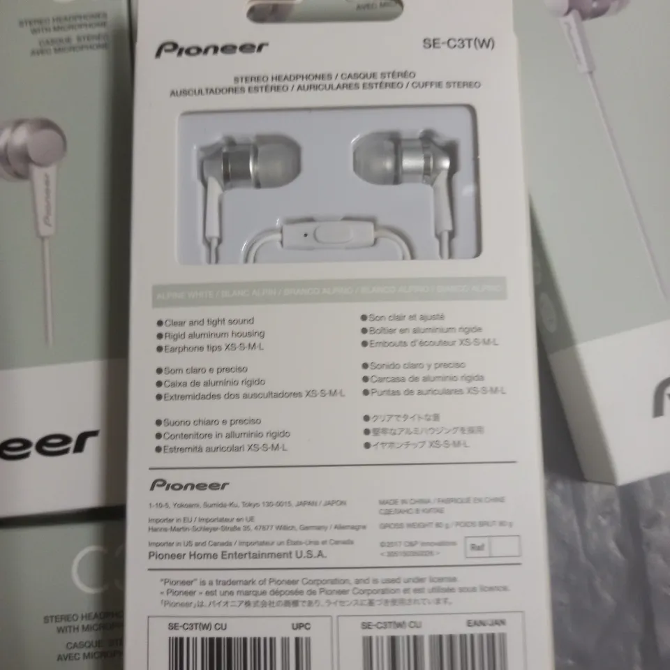 LOT OF 6 BRAND NEW PIONEER C3 STEREO HEADPHONES