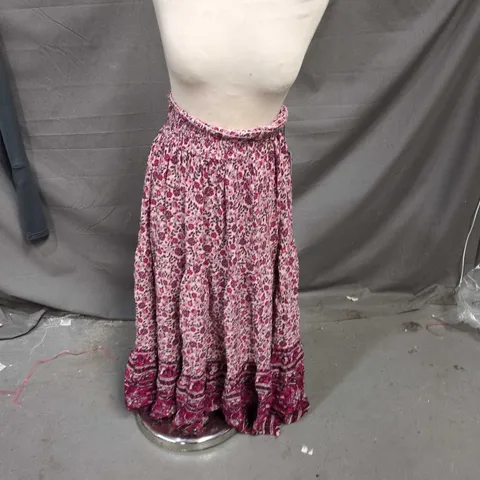 BERSHKA WOMEN'S FLORAL MAXI SKIRT – PINK PRINT, SIZE S