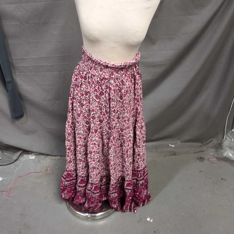 BERSHKA WOMEN'S FLORAL MAXI SKIRT – PINK PRINT, SIZE S