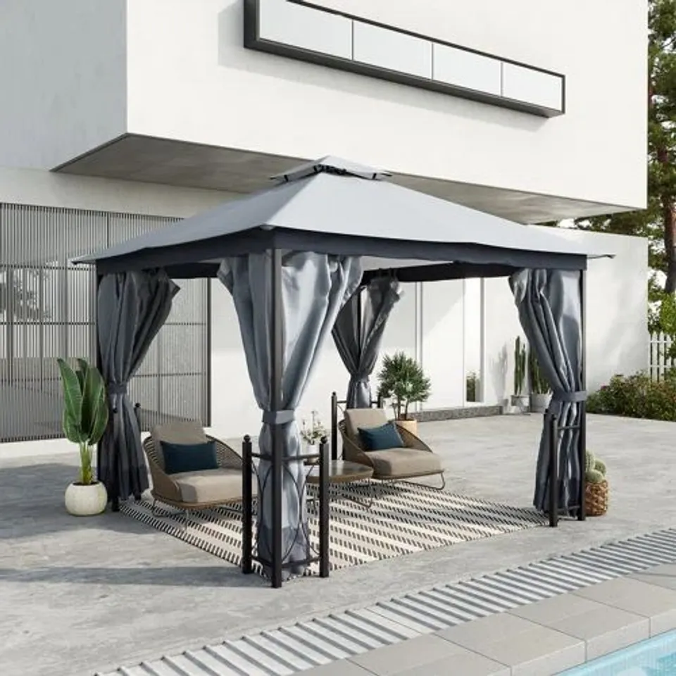 BOXED ABDUL RAFAY  4M × 3.35M METAL GAZEBO (ONLY BOX 2 OF 2)