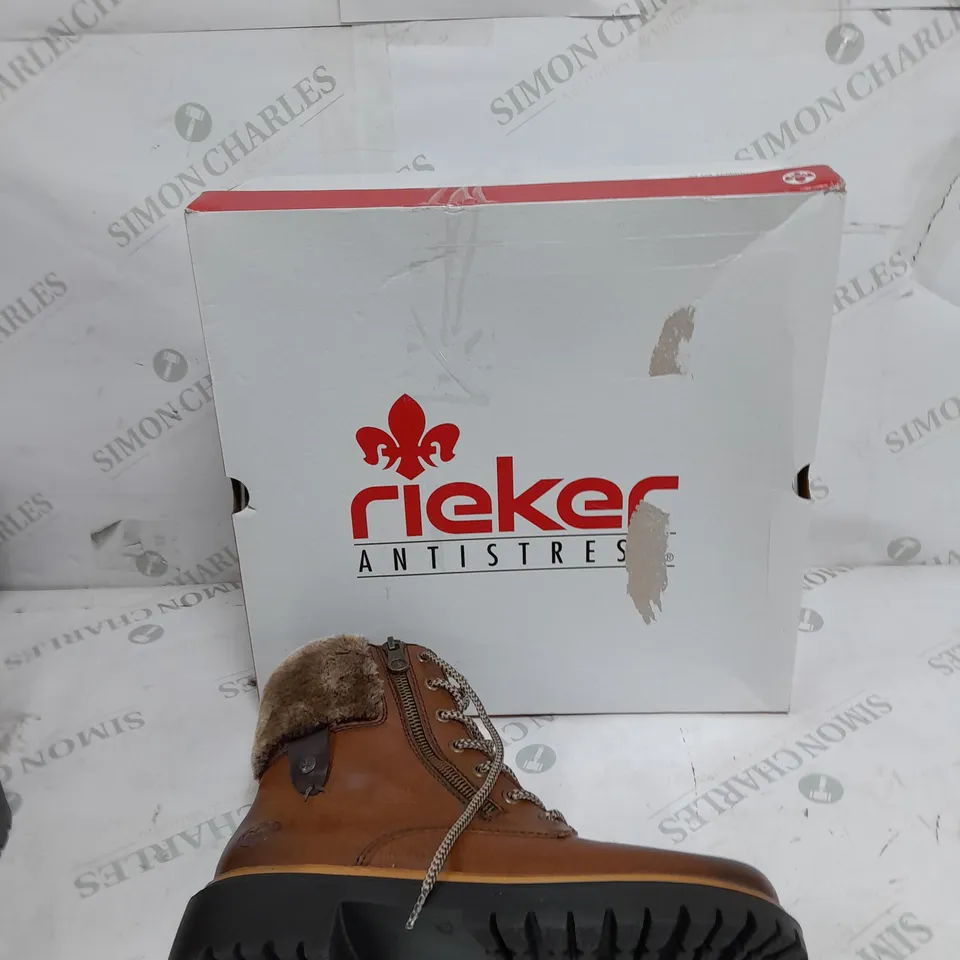 BOXED RIEKER FUR CUFF BOOTS BROWN SIZE 6