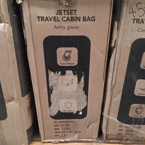 BOXED JETSET TRAVEL CABIN BAG ARMY GREEN 