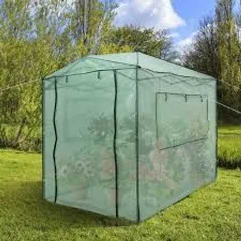 BOXED COSTWAY PORTABLE WALK-IN GREENHOUSE, INSTANT POP-UP FAST SETUP PLANT GARDENING GREEN HOUSE CANOPY WITH ROLL-UP DOORS AND SIDE WINDOWS