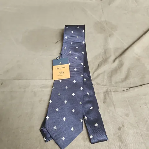 CHARLES TYRWHITT FLEUR DE LYS TIE IN FRENCH BLUE ONE SIZE 