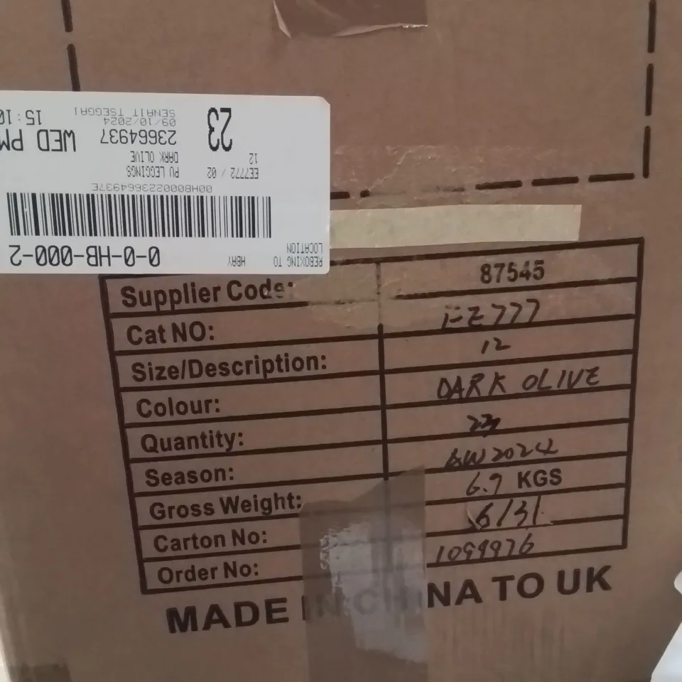 BOXED BRAND NEW APPROXIMATELY 23 JD WILLIAMS PU LEGGINGS DARK OLIVE SIZE 12