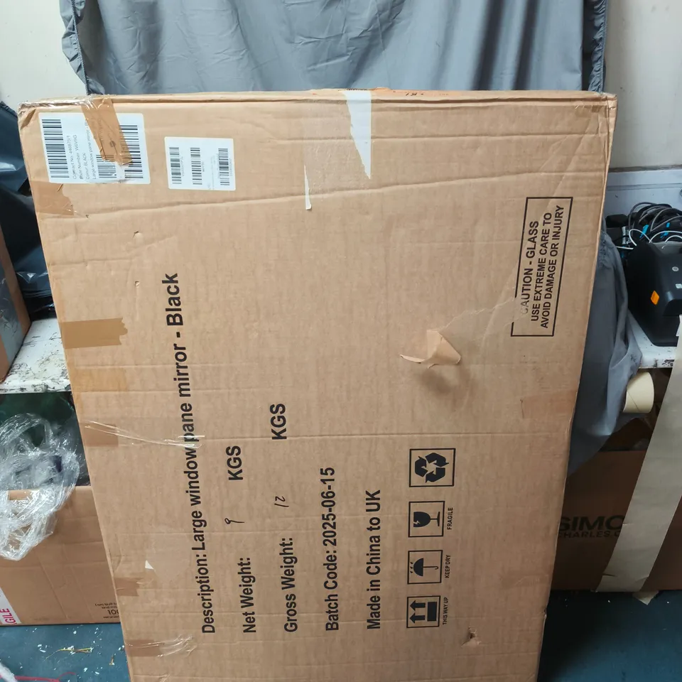 LARGE WINDOW PANE MIRROR - BLACK 80X120CM