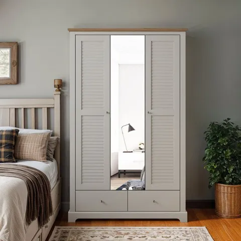 BOXED MILANO 3 DOOR 2 DRAWER WARDROBE WITH MIRROR (2 BOXES)