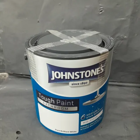 SEALED JOHNSTONE'S BATHROOM MID-SHEEN TOUGH PAINT - 2.5L - PURE BRILLIANT WHITE  