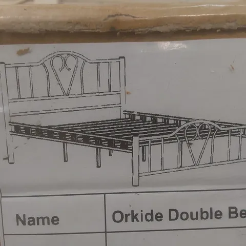 BRAND NEW BOXED ORKIDE EUROPEAN DOUBLE METAL BED FRAME - BLACK // SIZE: 140 X 200cm (1 BOX)