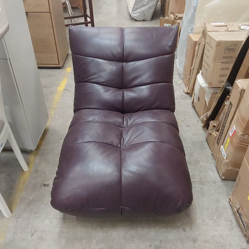 DESIGNER FAUX LEATHER PURPLE LOUNGER CHAIR