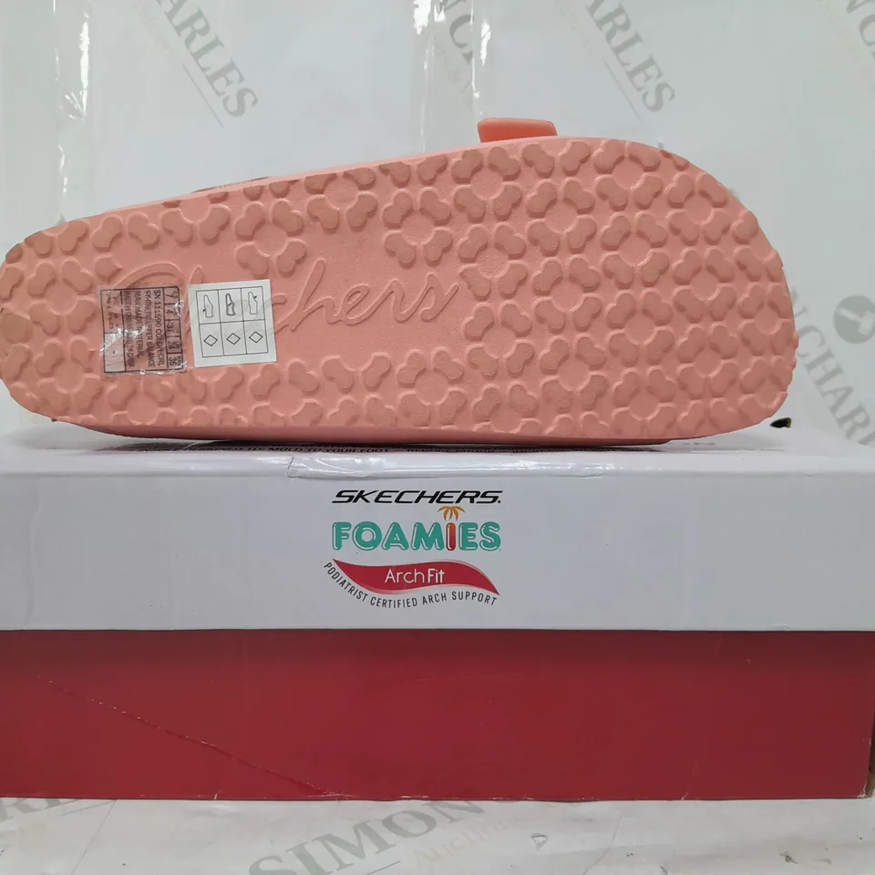 BOXED SKECHERS FOAMIES OPEN TOE SANDALS IN PINK SIZE 4