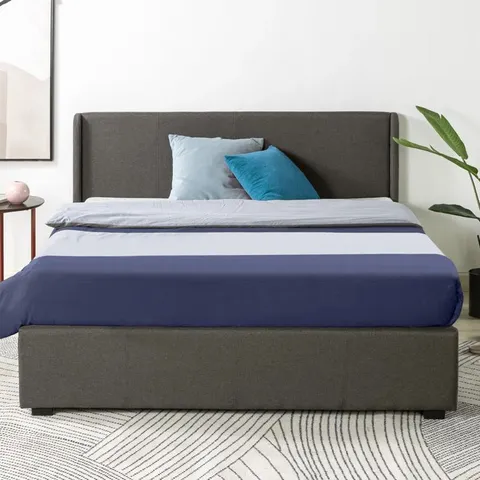 BOXED ESTELLA UPHOLSTERED OTTOMAN DOUBLE BED - DARK GREY (1 BOX)