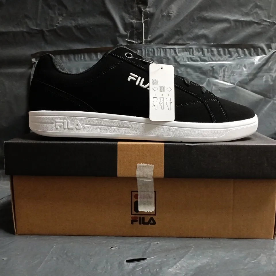 BOXED PAIR OF FILA SHOES IN BLACK SIZE UK 9.5