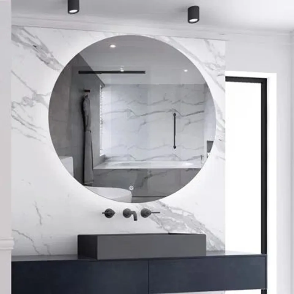 BOXED ROUND LED BATHROOM MIRROR WITH LIGHT ADJUSTABLE BRIGHTNESS ANTI-FOG (1 BOX)