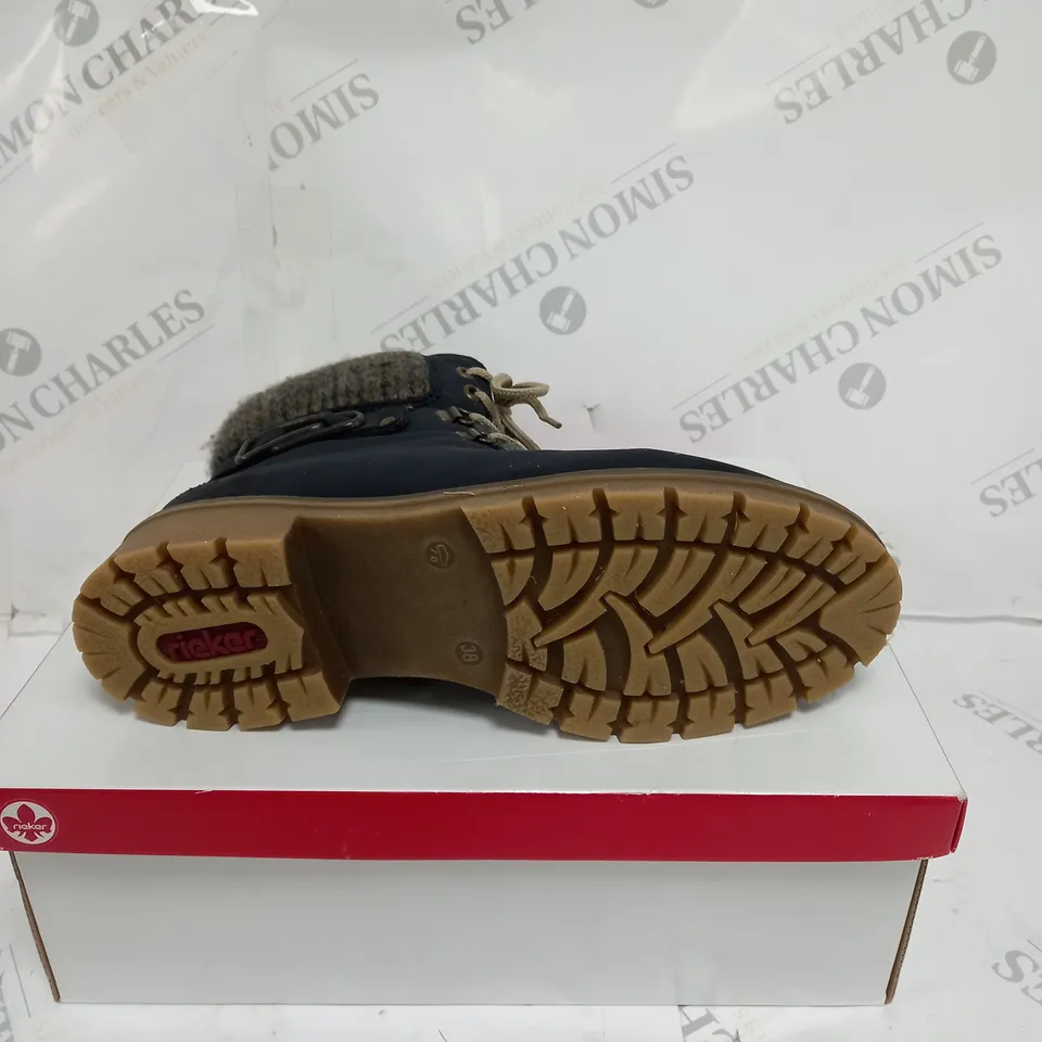 RIEKER MULTI-COLOURED CUFFED HIKING BOOTS IN BLUE - UK SIZE 5