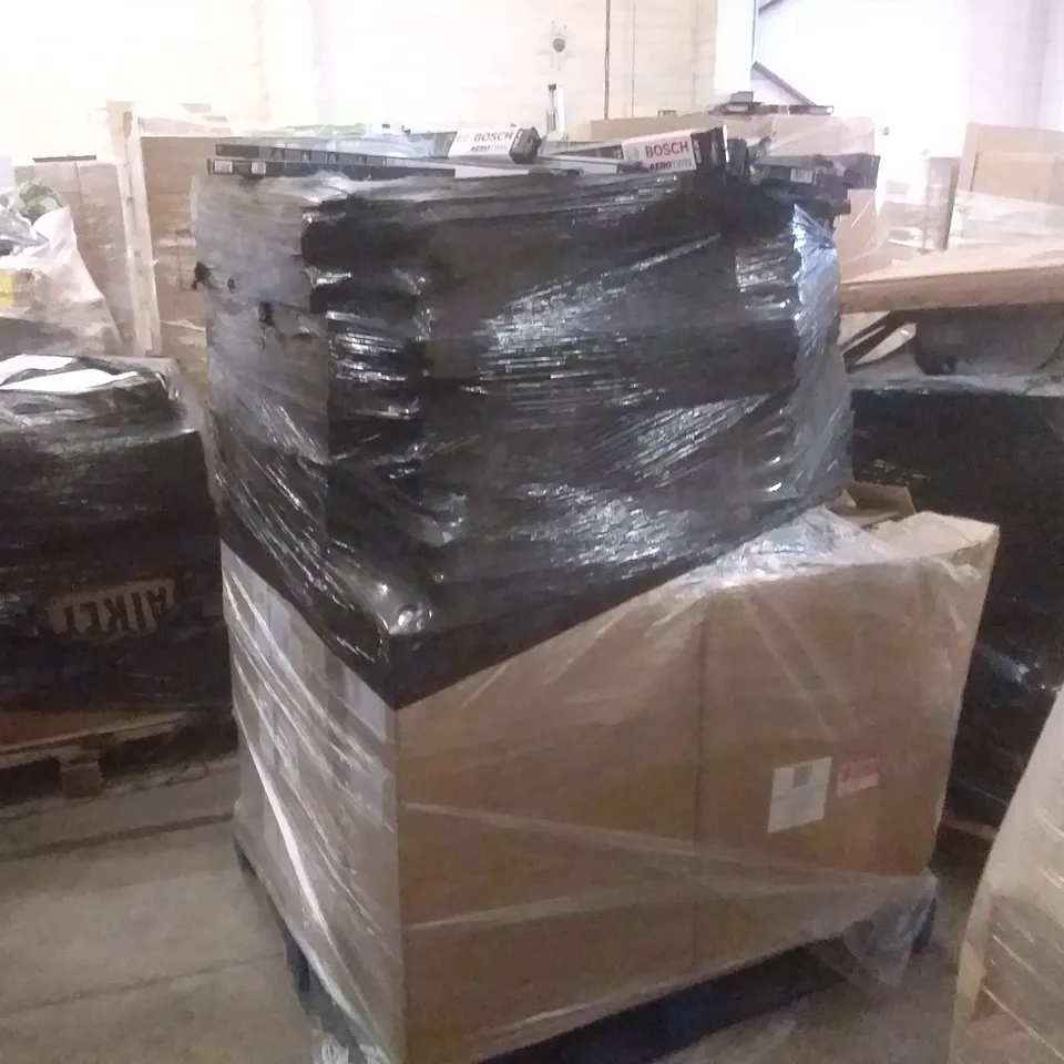 PALLET OF ASSORTED ITEMS INCLUDING BOSCH AEROTWIN, BLUM TAL PICTURE FRAMES