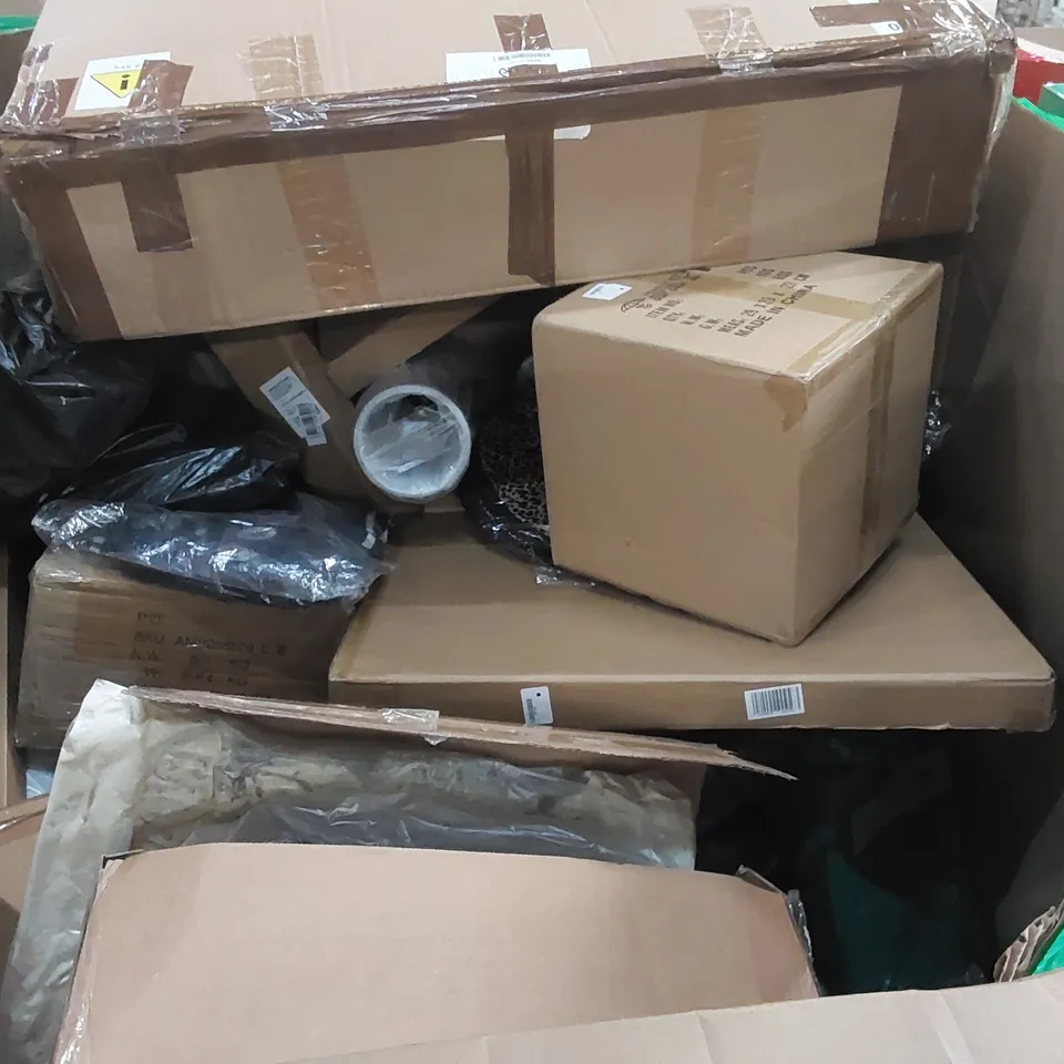 PALLET OF ASSORTED CONSUMER PRODUCTS TO INCLUDE: COMPUTER MONITOR, BATHROOM SINK, SHUSH THERAPY RECOVERY POD, 24FT ROUND POOL COVER, TOILET SEAT COVER ECT