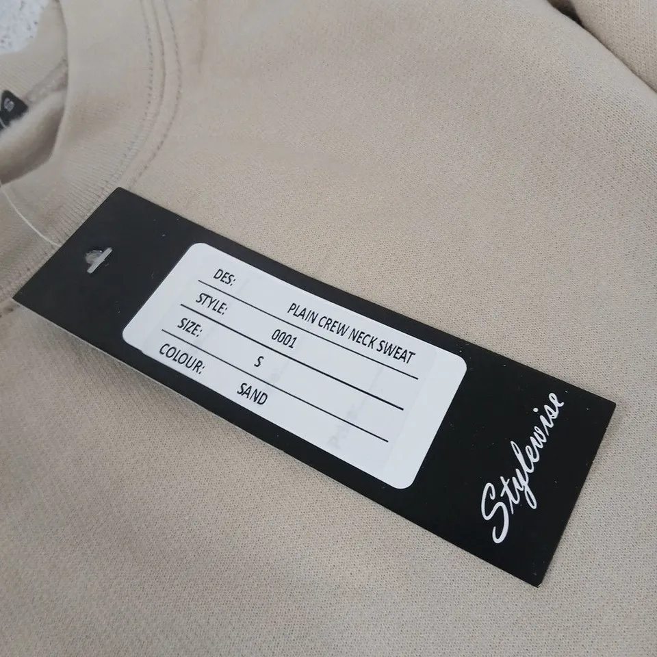 STYLEWISE PLAIN CREW NECK SWEAT – SAND – SIZE S