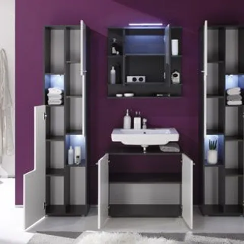 BRAND NEW BOXED TETIS VANITY CABINET IN GRAPHITE AND WHITE HIGH GLOSS FRONTS (1 BOX)