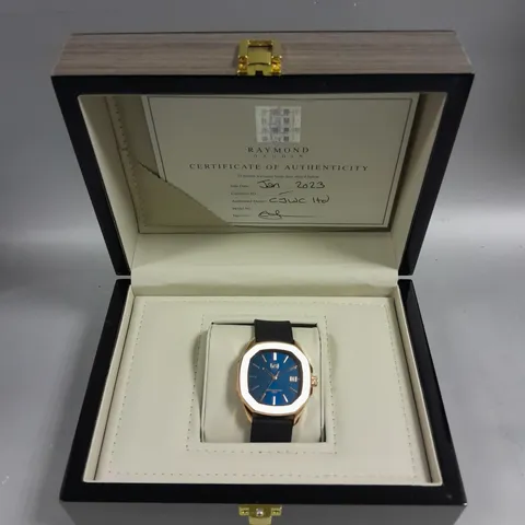 MENS RAYMOND GAUDIN WATCH – 316 STAINLESS STEEL CASE – JPN MOVEMENT – BLUE DIAL – RUBBER STRAP – 5 ATM WATER RESISTANT
