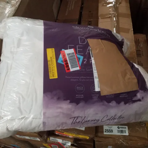 BAGGED SLUMBERDOWN DUCK FEATHER PILLOW MEDIUM SUPPORT BACK SLEEPER PILLOW - SET OF 2 (1 ITEM)