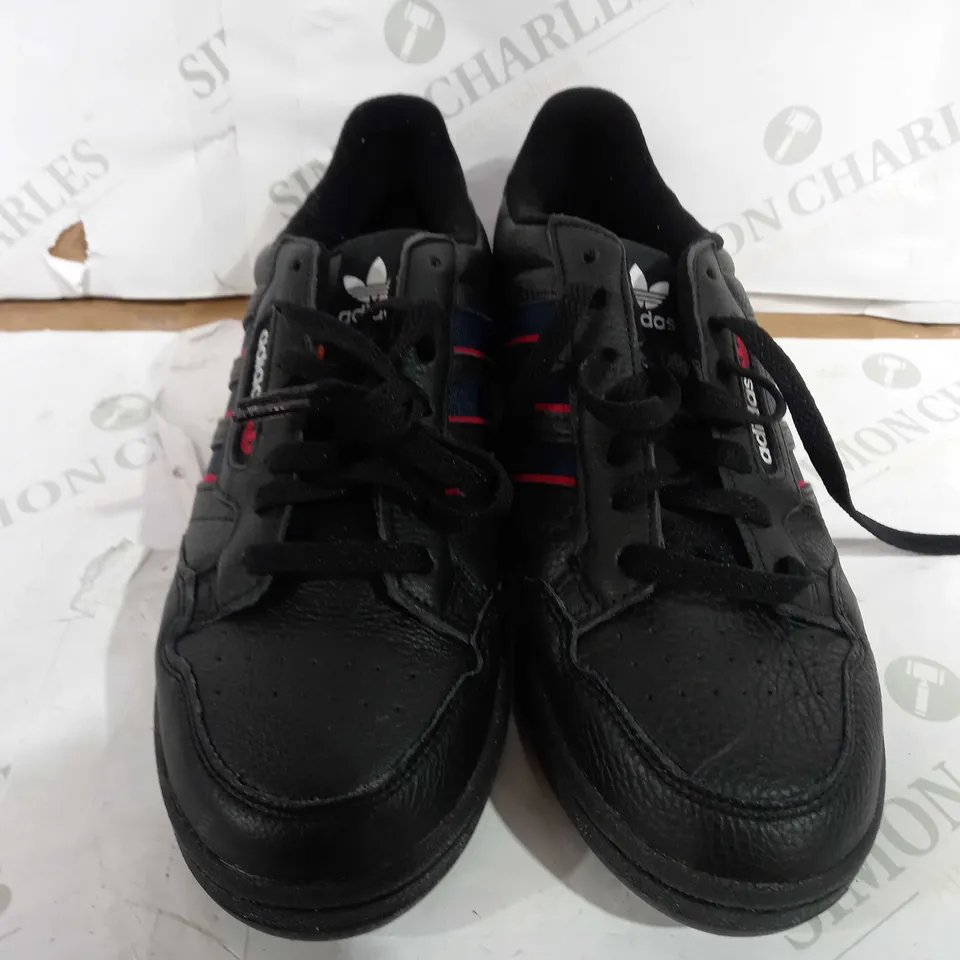 PAIR OF ADIDAS LACE UP LOWS IN BLACK/BLUE/RED - UK 10
