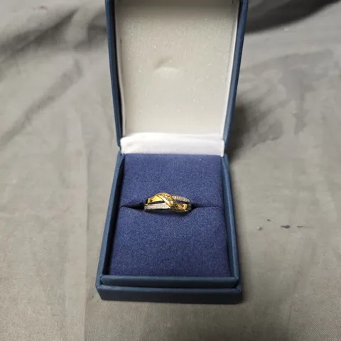 BRADFORD EXCHANGE TWO-TONE GOLD & SILVER RING IN BLUE GIFT BOX - BGE 925 STAMP