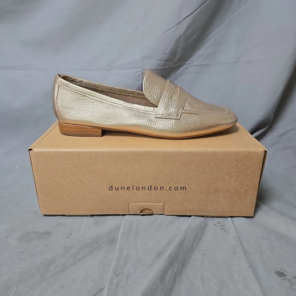 DUNE LONDON METALLIC GOLD LEATHER LOAFERS – UK 6 (EU 39)