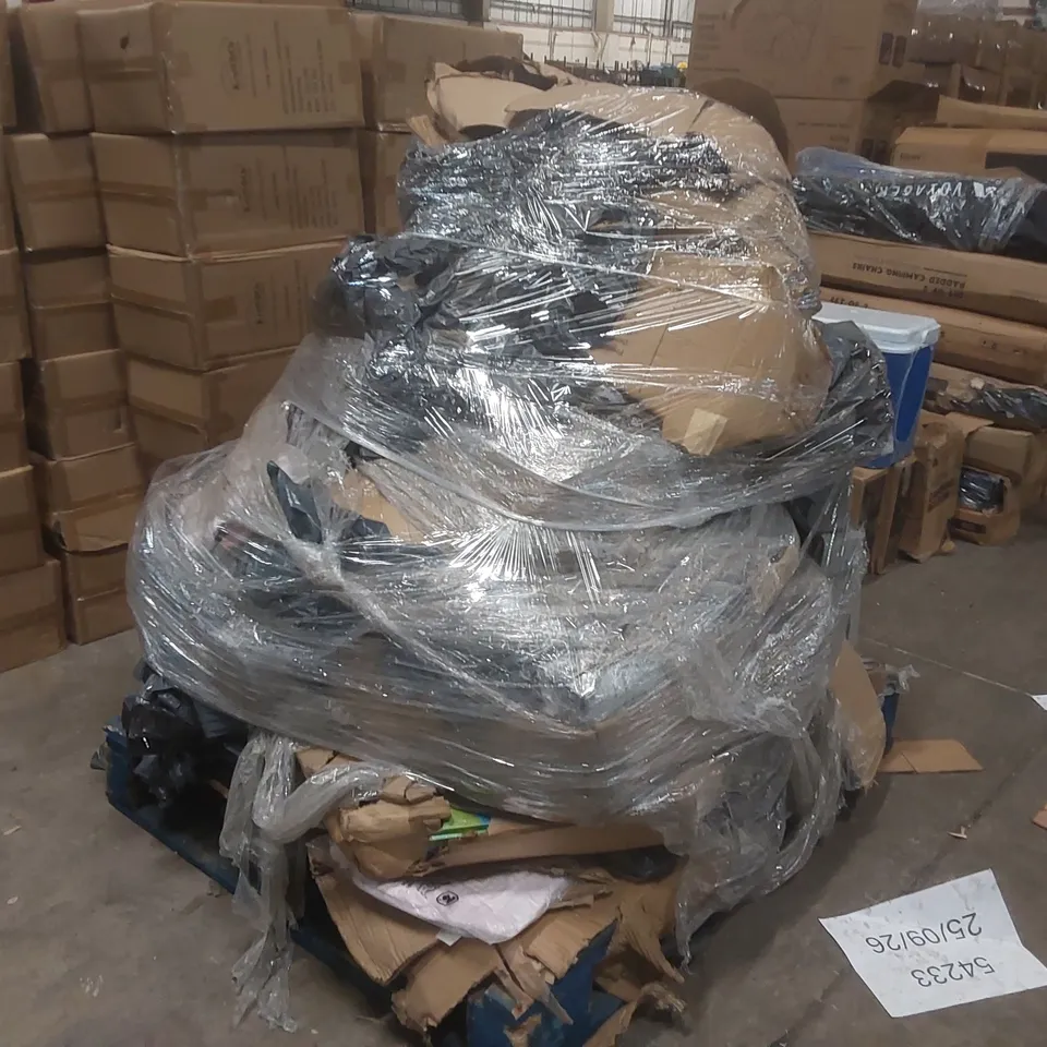 PALLET CONTAINING A LARGE QUANTITY OF ASSORTED CONSUMER PRODUCTS INCLUDING: BATH MAT, YOGA BLOCKS, HOT WATER BOTTLE ECT