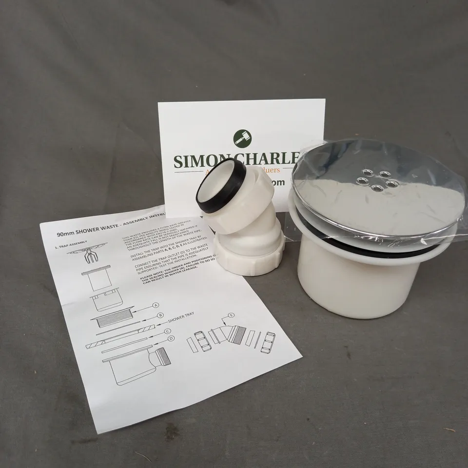 BOXED FAST FLOW SHOWER WASTE WITH ELBOW 90MM