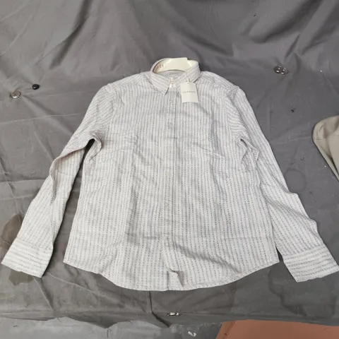 GANT REG COTTON LINEN STRIPE SHIRT – BEIGE, SIZE M