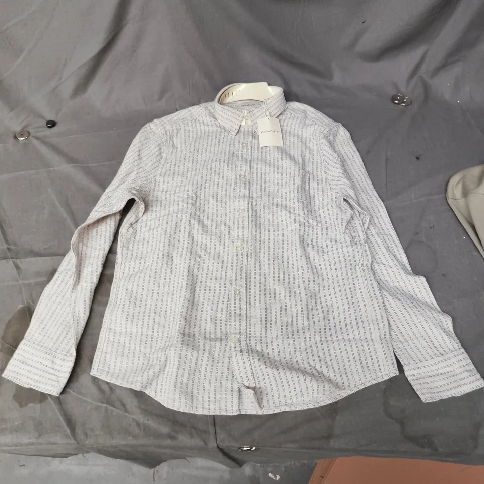 GANT REG COTTON LINEN STRIPE SHIRT – BEIGE, SIZE M