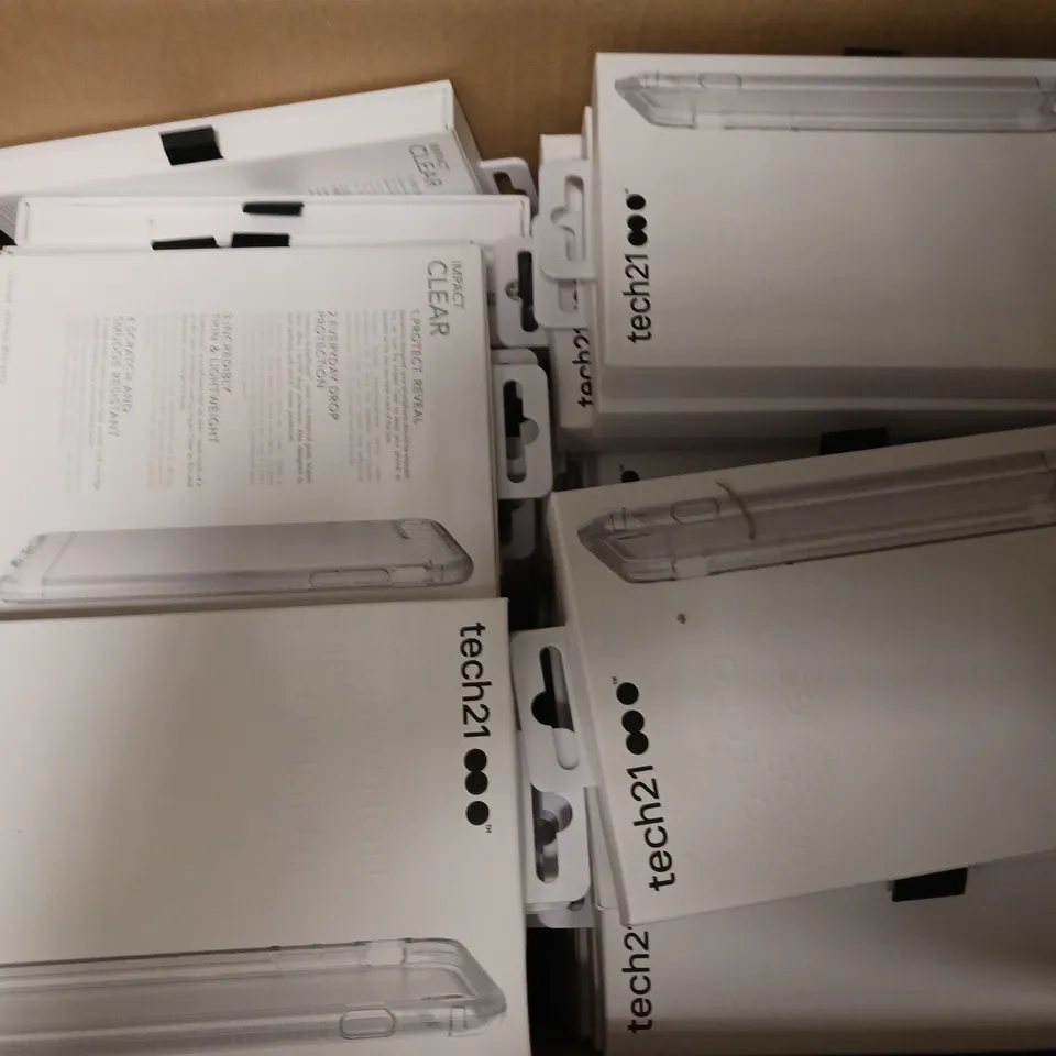 BOX OF APPROXIMATELY 60 TECH21 IMPACT CLEAR IPHONE 7 PLUS 