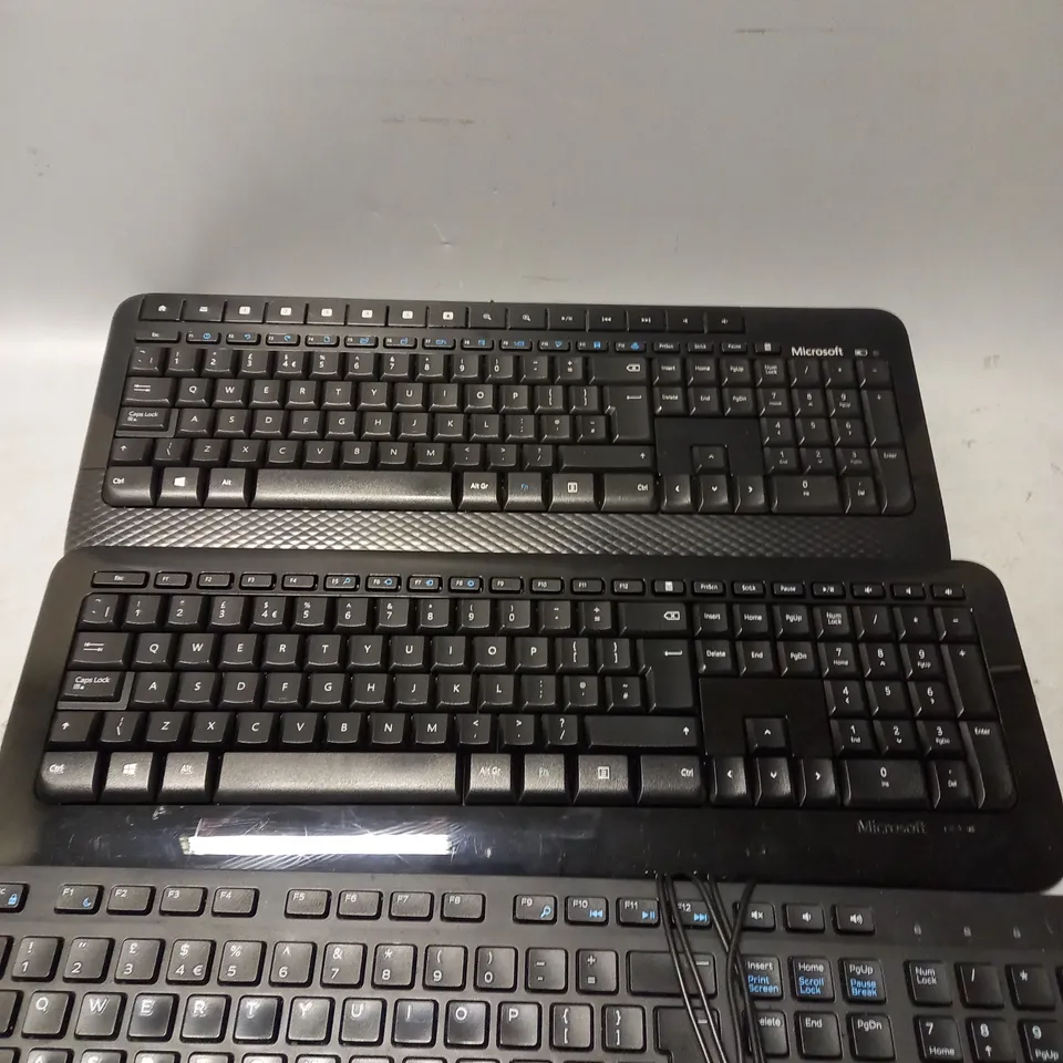 BOX OF APPROXIMATELY 15 ASSORTED KEYBOARDS TO INCLUDE - MICROSOFT , DELL