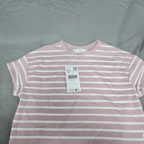 MNG KIDS T-SHIRT PINK AND WHITE STRIPES AGED 5-6 YEARS