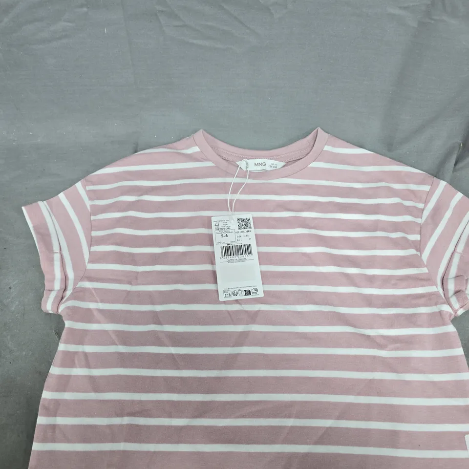 MNG KIDS T-SHIRT PINK AND WHITE STRIPES AGED 5-6 YEARS