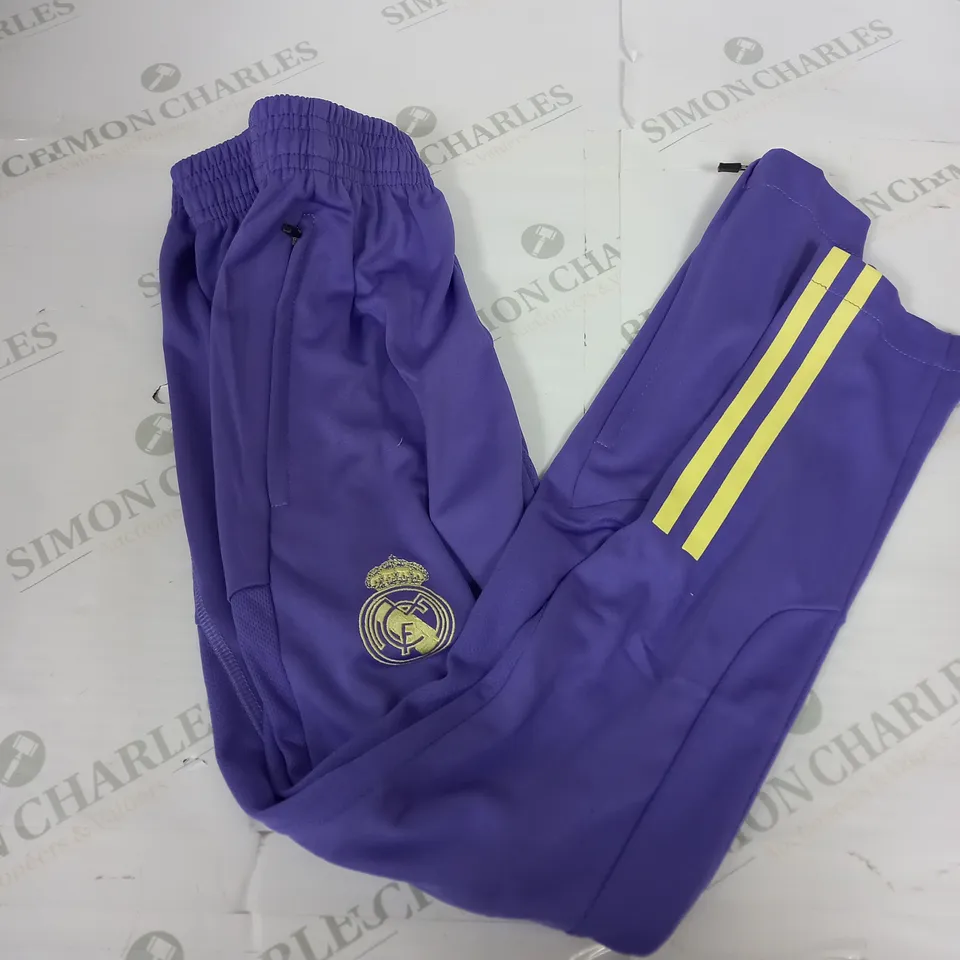ADIDAS REAL MADRID TRACKUIT BOTTOMS IN PURPLE - SIZE 12